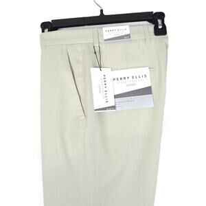 Perry Ellis Portfolio Men's Slim-Fit Stretch Easy Care Dress Pant Sand 33x32 NWT